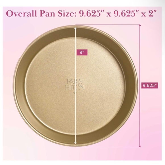 NWT Paris Hilton Pink 9 inch Cake Pan & 2 PIECE TOOL SET - Gold Spoon & Turner - Picture 13 of 16